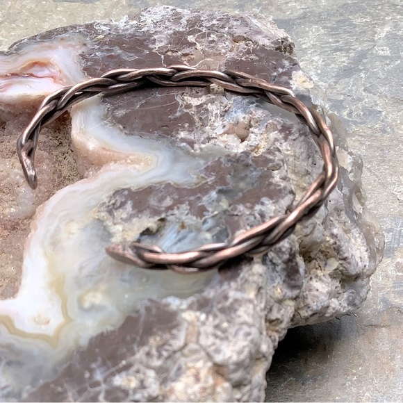 Copper Braided Wire Bracelet/Bangle Handmade in USA size 6 1/2 - Picture 3 of 7